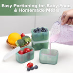 haakaa Mini Meal Silicone Storage Containers,8 oz Silicone Baby Food Containers with Airtight Lids,Reusable Baby Food Jars for Purees, Fruits & Snacks-Microwave & Dishwasher Safe,4 Pack, Pea Green