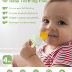 Silicone Baby Fruit Feeder & Freezer Nibble Tray Combo, Baby Teethers, Breastmilk Popsicle Molds for Teething Relief, BPA Free Fresh Food Feeder for Safe Infant Self Feeding (Sage Green)