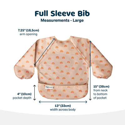 Tiny Twinkle Mess Proof Baby Bib, Cute Full Sleeve Bib Outfit, Waterproof Bibs for Toddlers, Machine Washable, Tug Proof Closure, Baby Smock for Eating, Long Sleeve (Boho Rainbow, Small 6-24 Months)