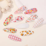 doboi 40 Pcs Floral Print Snap Hairpins, Hair Bows Clips, and Barrettes for Girls - Non-Slip Wrapped Flower Clips Hair Accessories