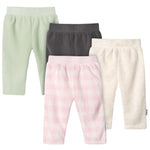 Gerber Baby Girl's 4-Pack Microfleece Pants, Pink Gingham
