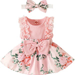 Baby Girl Clothes Newborn Romper Dress Infant Lace Ruffle Sleeveless Summer Outfits with Headband 0-12 Months