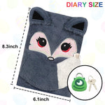 ParkistStar Plush Fox Diary, Diary with Lock,Fuzzy Diarys Girl, Kids Journal Notebook Set with Lock and Pen, 80 Lined Sheet, School, Birthday Gift A5