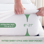 Premium 100% Waterproof Mattress Protector Queen Size, Breathable Bed Cover 3D Air Fabric Cooling Mattress Pad Cover Smooth Soft Noiseless Washable, 8''-21'' Deep Pocket (White)