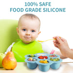 WAJIAYON Baby Food Storage Container, Silicone Baby Food Freezer Tray with Lid,Silicone Baby Fruit Food Feeder Teether Tray, Baby Food Storage Container Ice Cube Tray Maker for Homemade Baby Food-Blue