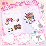PrinBarBee MINI Heart Diary for Girls with Lock and Keys, 4.7x6.1in Cute Plush Diary Secret Diary, Writing Journal Lined Pages Notebook Sequined Design Birthday Gift Set for Kids ages 6-8