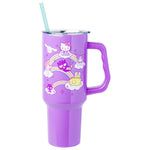 Silver Buffalo Sanrio Hello Kitty and Friends Cinnamoroll, Kuromi, Chococat, Badtz-Maru, Keroppi, My Melody, Pompompurin Stainless Steel Tumbler with Handle and Straw, Fits in Cup Holder, 40 Ounces