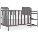 Dream On Me Anna 3-in-1 Convertible Full-Size Baby Crib & Changer with Storage in Steel Grey, GreenGuard Gold & JPMA, Pinewood, Converts to Day & Toddler Bed, 3 Mattress Heights, 1″ Changing Pad