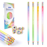 ECOTREE Pre-sharpened Pencils #2 Eco Rainbow Paper Pencil Cute Pencil for Kids Number 2 Pencils with Erasers for School, Writing, 12 Count