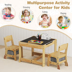Costzon Kids Table and Chairs, 3 in 1 Wooden Activity Toddler Desk w/Blackboard & Storage Drawers for Art & Craft, Snack Time, Homework, Toddler Table and Chair Set for Nursery, Home, Playroom (Gray)