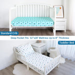 Crib Sheets for Boys or Girls 2-Pack, Fitted Crib Sheet 52'' x 28'' for Standard Crib & Toddler Mattress, Soft and Breathable Material, Baby Crib Sheets Neutral, Dinosaurs & Ocean