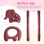 Mummentos Silicone Baby Teething Toys, Soft Teether Set for Sore Gums, BPA Free Chew Toys for Infants 3+ Months, Textured Teething Relief, Easy Grip Design (Rose Pink)