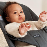 BabyBjörn Bouncer Bliss, Anthracite, Woven, Petal Quilt | 2-in-1 Adjustable Baby Bouncer Seat and Toddler Chair, Newborn to Toddler (8-29 lbs), 4 Positions, Lightweight & Portable