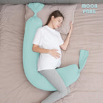 MOON PARK Pregnancy Pillow - Incredibly Smooth and Soft Cooling Cover I Shaped Full Body Maternity Pillow with Removable Cover - Support for Side, Back, Legs, Belly, HIPS - Turquoise