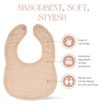 Comfy Cubs Muslin Bibs for Babies, (Pack of 8) - Soft and Highly Absorbent, Feeding, Drool and Teething Bib, Adjustable Snaps - Stylish & Colorful Unisex Designs, Giftable Set - (Blush)