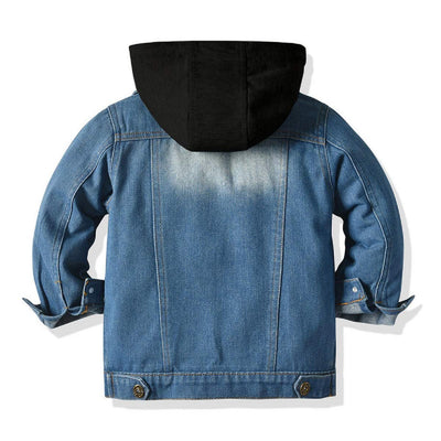 CM C&M WODRO Baby Boys Girls Denim Jacket Kids Toddler Button Down Jeans Jacket Top Coat Outerwear (Hoodie-Black, 2-3T)