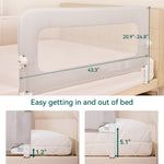 BABELIO Bed Rail for Toddlers, 59" Wide Swing Down & Adjustable Height Toddler Bed Rails for Kids/Elderly/Adults, Baby Side Railing for Twin/Full/Queen/King Size