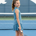 PATPAT Girls Tennis Outfits Size 9-10, Green Sleeveless Polo Shirts + Pleated Skirt with Built in Shorts 2 Piece Outfits Little Girls Clothes Dance Outfits Kids Activewear Sets