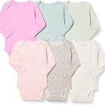 Amazon Essentials Unisex Babies' Long-Sleeve Bodysuits, Pack of 6