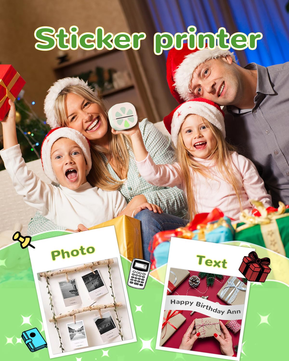 Mini Sticker Printer, D20 Portable Bluetooth Inkless Thermal - Art ...