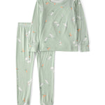 Carter's Neutral PurelySoft Long-Sleeve 2-Piece Pajamas, Green Bunny, 3T