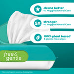 Pampers Baby Wipes, Free & Gentle, Hypoallergenic and Unscented Wipe, 100% Plant Based, Plastic-Free for Babies, 312 Total (4 Flip-Top Packs)