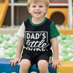 Kucnuzki Boys Clothes, Toddler Outfit with Short Sleeve Shirt & Denim Shorts, Summer Collection, 2-3 Year Old, Blackgreen-dad