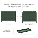 Babyletto Bondi Baby Dresser for Nursery - 6 Drawer Wooden Dresser for Kids Bedroom, Living Room, Hallway - GREENGUARD Gold Certified - Assembled Double Chest of Drawers for Boys & Girls, Forest Green