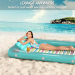 Inflatable Tanning Pool Lounger Float - Jasonwell 4 in 1 Sun Tan Tub Sunbathing Pool Lounge Raft Floatie Toys Water Filled Tanning Bed Mat Pad for Adult Blow Up Kiddie Pool Kids Ball Pit Pool (L)