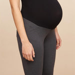 Motherhood Maternity Women's Full Length French Terry Secret Fit Over The Belly Pregnancy Legging, Grey, Large