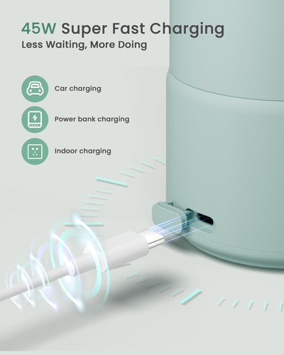 Portable Bottle Warmer Extended Battery Life - Dual Heating Modes for Breast Milk & Water, 17 Ounces, Fast Heating, Ideal for Travel, Outdoor, Baby Shower, Green