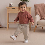 Unisex Baby Pants 2-Pack Toddler Boy Girl Waffle Knit Elastic Waist Pull On Joggers Trousers Bottoms (Brown, 18-24 Months)