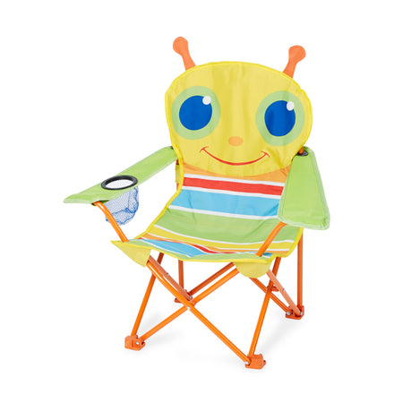 Children's camping chair with a cartoonish design on a white background