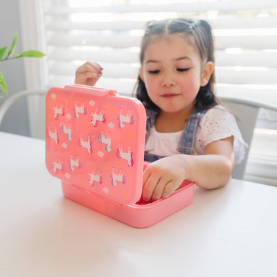 Wildkin Kids Bento Box - 4 Compartments, Airtight, Dishwasher Safe, Meal Prep for Kids - Unicorn