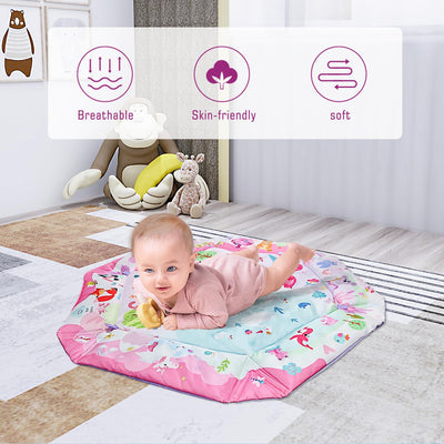 morabloomy 7-in-1 Large Activity Mat for Babies 0-6 Months Tummy Time Mat Play Mat, 5 Tummy TimeToys, 18 Ocean Toys, and 1 Tummy Time Pillow, Baby Activity Mat Easy to Install & Clean, Baby Gift