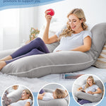 Meiz Pregnancy Pillow, Cooling Silky Pregnancy Pillows for Sleeping, Maternity Body Pillow for Pregnant Woman with Cooling Silk Jersey Cover, Light Grey