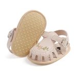 hitoddler Baby Girls Sandals Infant Classic Embroided Wedding Dress Summer Shoes Closed Toe Beach Sandals Newborn Crib Shoes First Walkers Prewalkers