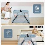 Lilian&Gema 2-in-1 Travel Crib, Portable Crib with Backpack, Lightweight Baby Travel Playpen, Foldable Play Yard with Thick Mattress for Babies & Toddlers, Baby Travel Essential