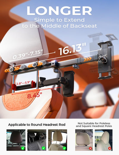 LISEN 3 in 1 for iPad Holder for Car Accessories for Women Interior Road Trip Essentials Tablet Holder Backseat Car Organizer Car TV for Back Seat Headrest iPad Car Mount Kids Fire Tablet 4.7-11"