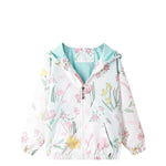 Feidoog Kids Baby Toddler Girls Cartoon Spring Fall Outerwear Windbreaker Zipper Hooded Jackets Coat,White,3-4T