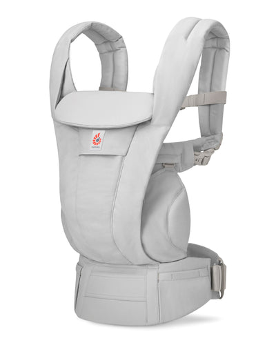 Ergobaby Omni Deluxe Baby Carrier for Newborn to Toddlers 0-48 Months (7-45 lbs) - 4-Position 100% Premium Cotton Baby Carrier with Ergonomic Support, Storage Pockets, and Sun Hood - Pearl Grey
