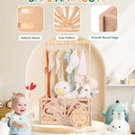 Wooden Baby Shower Crate Closet-Baby Shower Basket with Handle Hanger Rack String Lights Welcome Gift Basket Wooden Crate for Baby Shower Newborn Boys Girls Pregnancy Gifts for New Parents X-Large