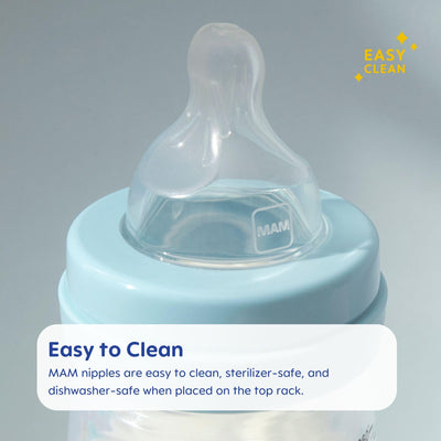 MAM Bottle Nipples Medium Flow Nipple Level 2, for 2+ Months, SkinSoft Silicone Nipples for Baby Bottles, Fits All MAM Bottles, 4 Pack