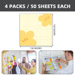 RAINBAM Cute 4 Pack/200 Sheets 3x3 inch Sticky Notes Set, Adorable Cartoon Memo Pads with High-Adhesive, Reusable Tearable Post it Notes for Journal Planners Office School Home, Bulk Stationery Gift