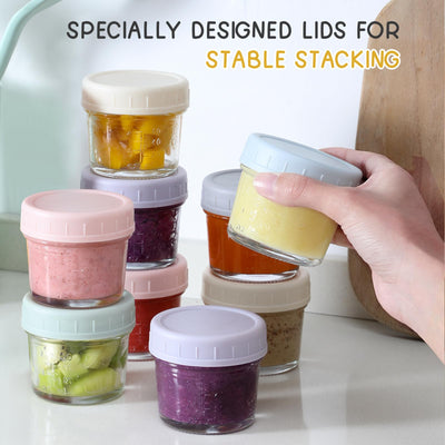 VITEVER 6 Pack Glass Baby Food Storage Containers - 4 oz Baby Food Storage Jars With Lids, Baby Food Maker, Microwave, Dishwasher & Freezer Safe