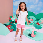 Garanimals Baby & Toddler Girl Solid Tees - Short Sleeve Tees - Kid's Casual Crew Neck - Size 6-9 Months - White, Blue, Black, Orange - 4 Pack