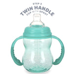 Nuby 3 in 1 Baby Bottle to Training Sippy Cup - 8 Oz Toddler Cups Spill Proof with Soft Spout, Nipple & Removeable Grip Handles - BPA Free & Dishwasher Safe (Teal)