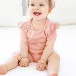 Butterblu Rory 5-Pack Short Sleeve Ruffle Shoulder Bodysuits 100% Organic Cotton for Baby Girls, Pink Sunrise, 0-3 Months