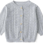 Simplee kids Baby Girl Thin Sweater Solid White Pink Cardigans for Toddler 0-3Years