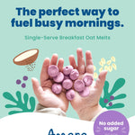 Amara Breakfast Oat Melts - Organic Toddler Snack - Single Serve Fiber-Packed Oat Bites with Real Fruit, No Added Sugar, Quick Dissolving, Blueberry - 12 Pack
